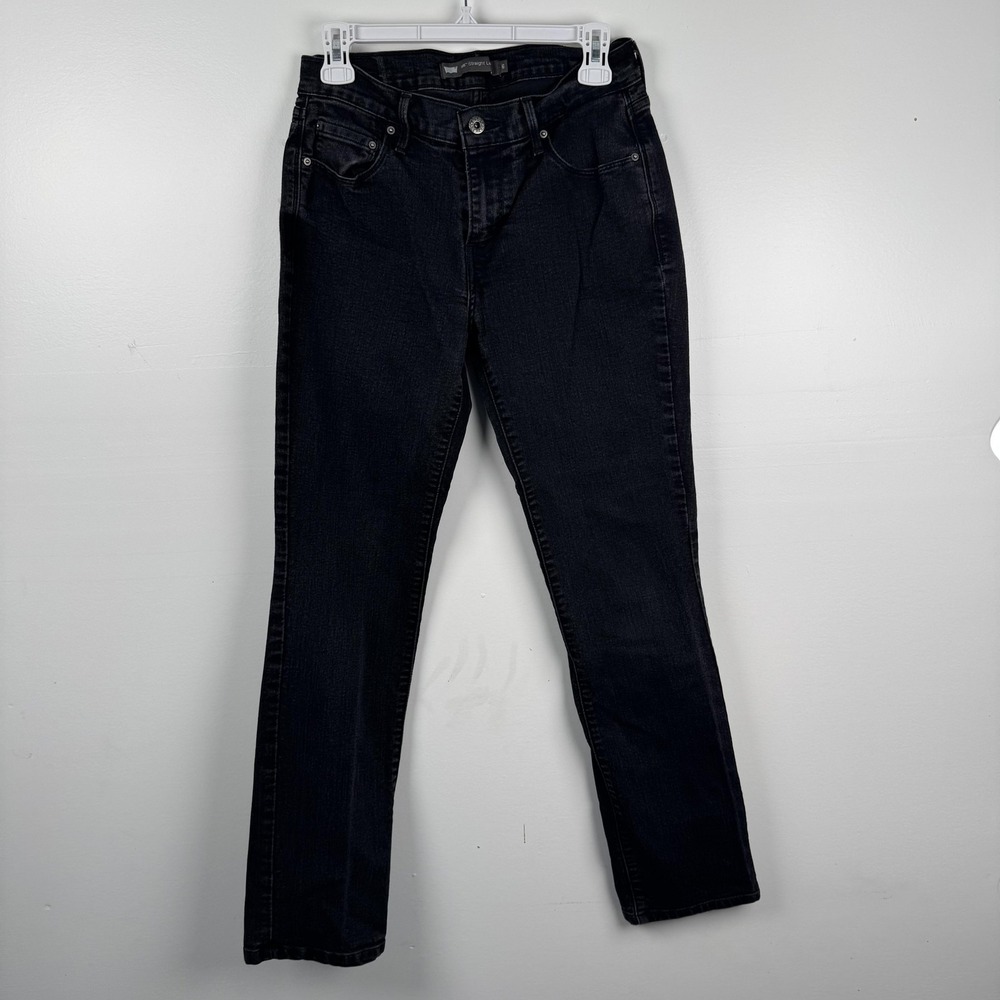 Levis 505 Jeans Womens 6 Black Straight Leg Stretch Mid Rise Denim 15505-0120
